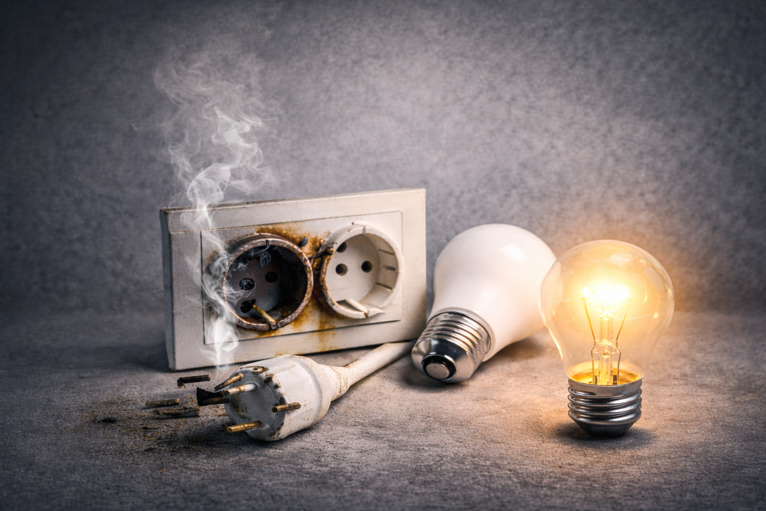 ηλεκτρική βλάβη με καμένη πρίζα και υπερθέρμανση